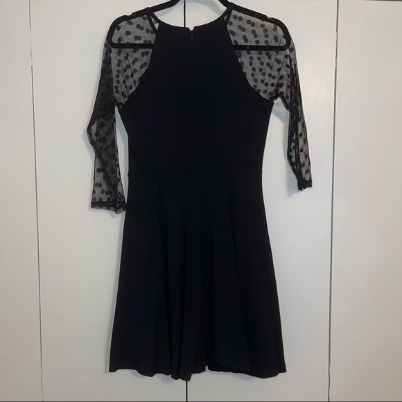 Express Black Dress with Mesh Polka Dot sleeves - Picture 2 of 3